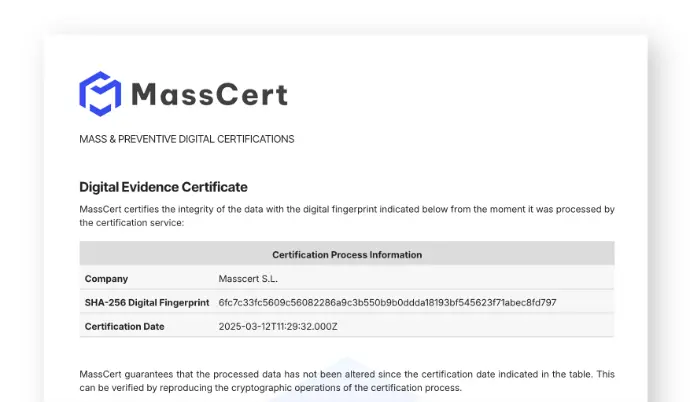 Certificado MassCert
